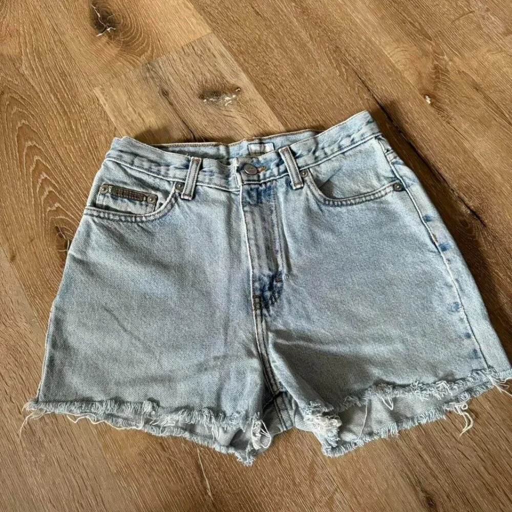 Calvin Klein Vintage High Rise‎ Flat Front Denim Cut Off Jean Shorts Size 4